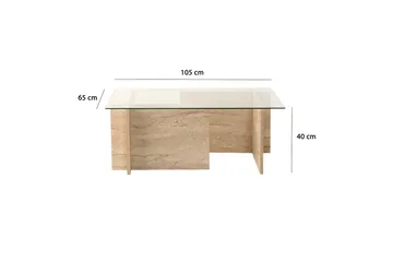 Malpani 105 cm Rektangulärt Soffbord i Sten och Glas - Klar - Möbler - Bord & matgrupper - Soffbord