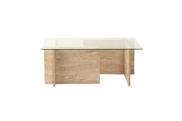 Malpani 105 cm Rektangulärt Soffbord i Sten och Glas - Klar - Möbler - Bord & matgrupper - Soffbord