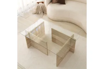 Malpani 105 cm Rektangulärt Soffbord i Sten och Glas - Klar - Möbler - Bord & matgrupper - Soffbord