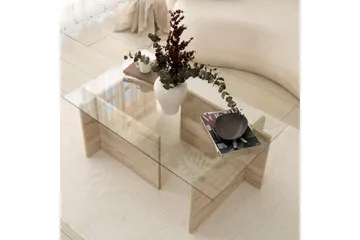 Malpani 105 cm Rektangulärt Soffbord i Sten och Glas - Klar - Möbler - Bord & matgrupper - Soffbord