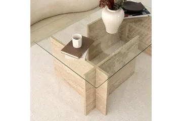 Malpani 105 cm Rektangulärt Soffbord i Sten och Glas - Klar - Möbler - Bord & matgrupper - Soffbord
