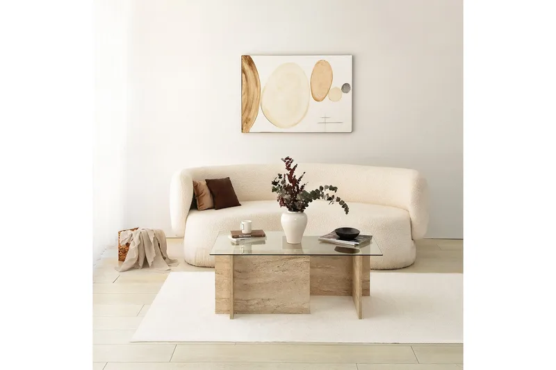 Malpani 105 cm Rektangulärt Soffbord i Sten och Glas - Klar - Möbler - Bord & matgrupper - Soffbord