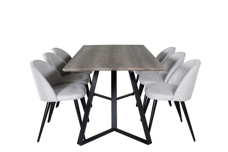 Malvina Matgrupp 180 cm Rektangulär med 6 Sedavi Stolar, Svart