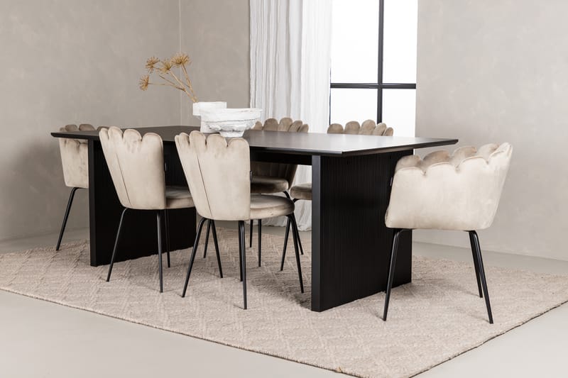 Mangat Matgrupp  200 cm Rektangulär med 4 Limhamn stolar - Beige - Möbler - Bord & matgrupper - Matgrupper