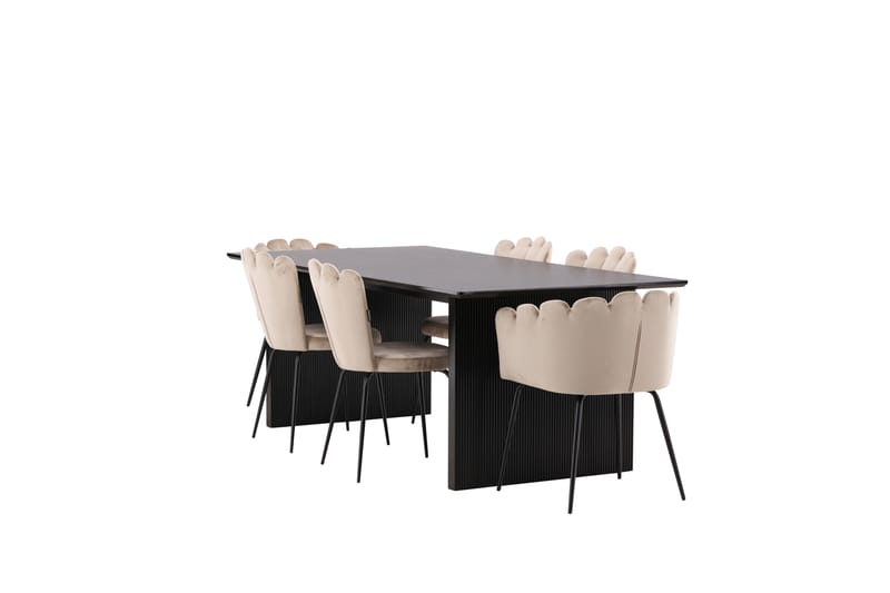 Mangat Matgrupp  200 cm Rektangulär med 4 Limhamn stolar - Beige - Möbler - Bord & matgrupper - Matgrupper