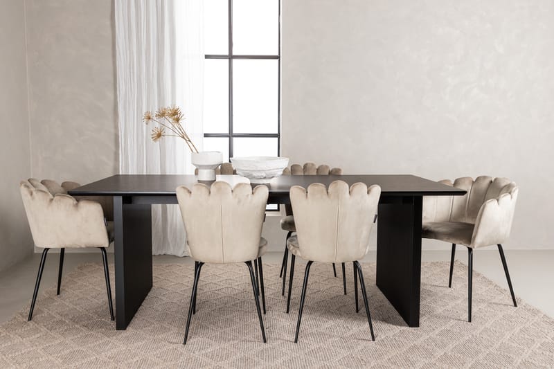 Mangat Matgrupp  200 cm Rektangulär med 4 Limhamn stolar - Beige - Möbler - Bord & matgrupper - Matgrupper