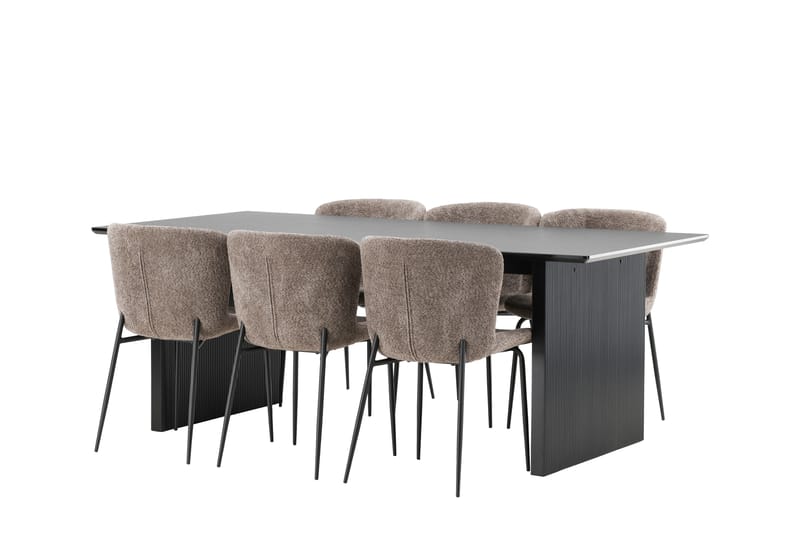 Mangat Matgrupp  200 cm Rektangulär med 6 Manjetor stolar - Beige - Möbler - Bord & matgrupper - Matgrupper