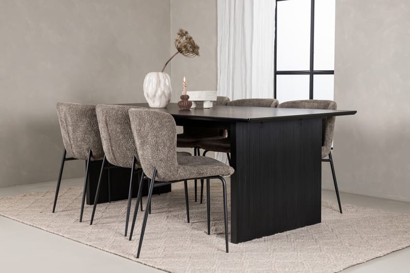 Mangat Matgrupp  200 cm Rektangulär med 6 Manjetor stolar - Beige - Möbler - Bord & matgrupper - Matgrupper