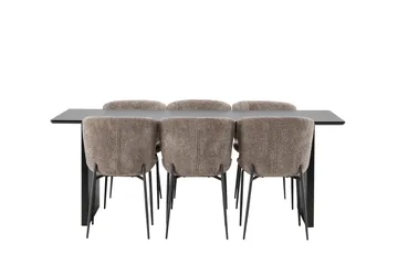 Mangat Matgrupp  200 cm Rektangulär med 6 Manjetor stolar - Beige - Möbler - Bord & matgrupper - Matgrupper