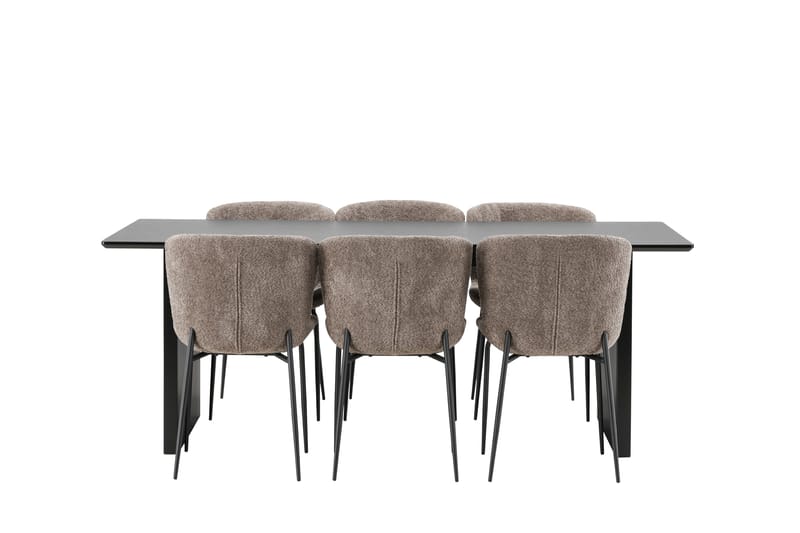 Mangat Matgrupp  200 cm Rektangulär med 6 Manjetor stolar - Beige - Möbler - Bord & matgrupper - Matgrupper