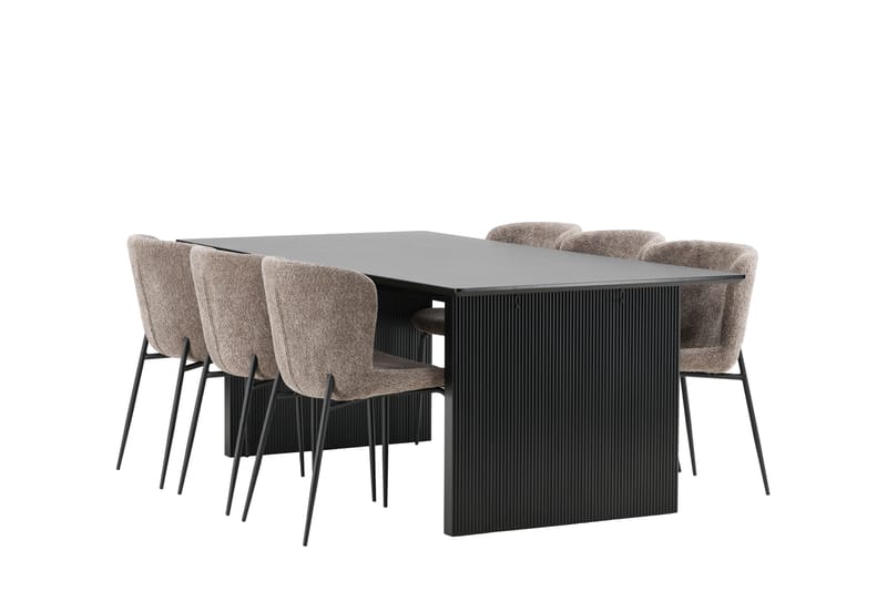 Mangat Matgrupp  200 cm Rektangulär med 6 Manjetor stolar - Beige - Möbler - Bord & matgrupper - Matgrupper