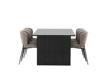 Mangat Matgrupp  200 cm Rektangulär med 6 Manjetor stolar - Beige - Möbler - Bord & matgrupper - Matgrupper