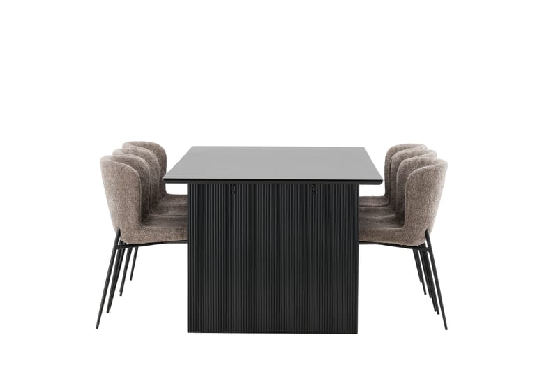 Mangat Matgrupp  200 cm Rektangulär med 6 Manjetor stolar - Beige - Möbler - Bord & matgrupper - Matgrupper