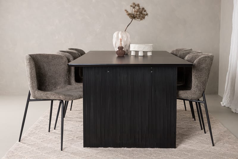 Mangat Matgrupp  200 cm Rektangulär med 6 Manjetor stolar - Beige - Möbler - Bord & matgrupper - Matgrupper