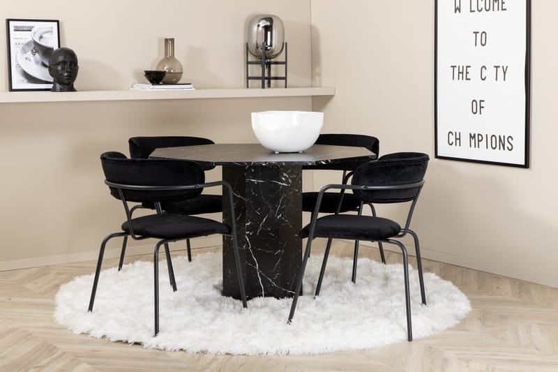 Marbs Matgrupp 110 cm Rund med 4 Arrow stolar - Svart - Möbler - Bord & matgrupper - Matgrupper