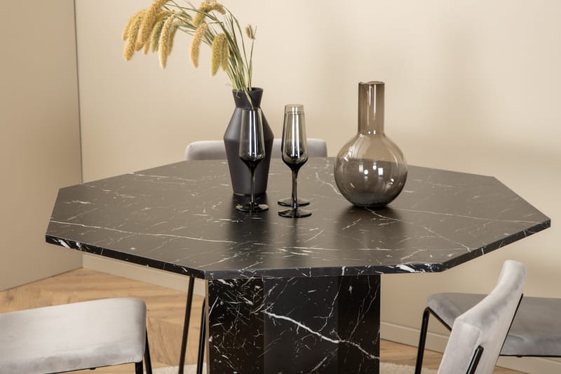 Marbs Matgrupp 110 cm Rund med 4 Kenth stolar - Svart - Möbler - Bord & matgrupper - Matgrupper