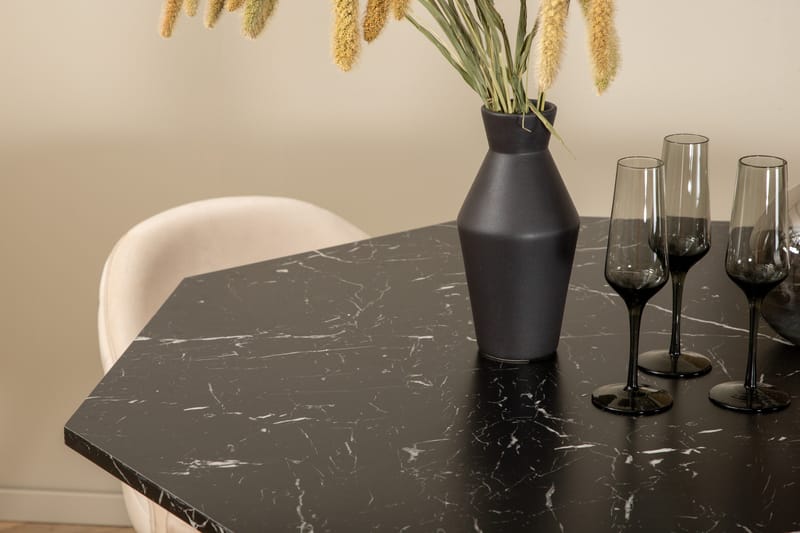 Marbs Matgrupp 110 cm Rund med 4 Velvet stolar - Beige - Möbler - Bord & matgrupper - Matgrupper