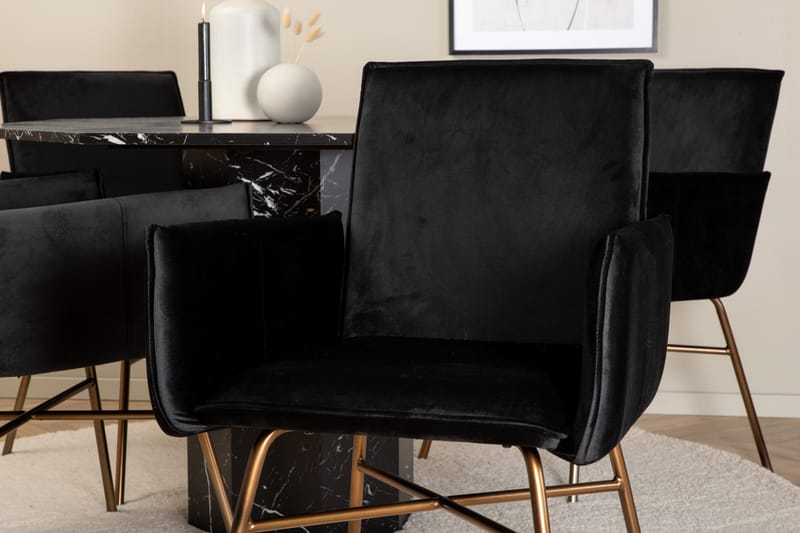 Marbs Matgrupp 110 cm Rund med 4 Petra stolar - Svart - Möbler - Bord & matgrupper - Matgrupper