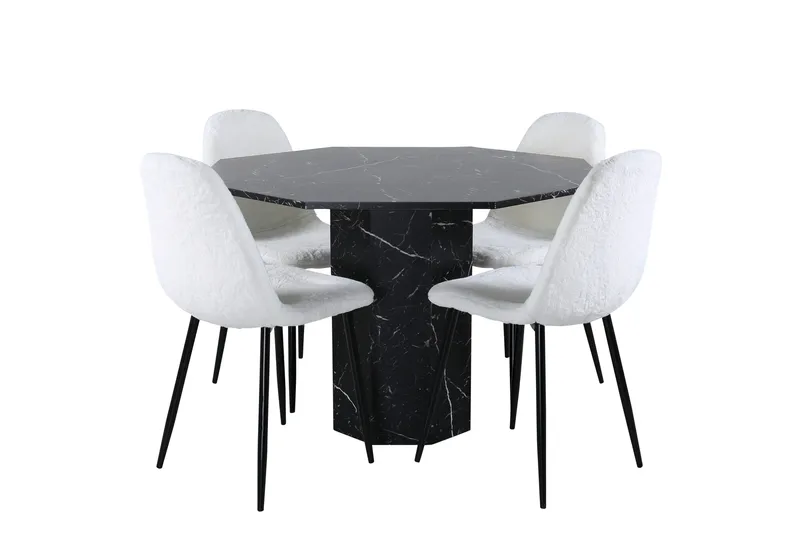 Marbs Matgrupp 110 cm Rund med 4 Polar stolar, Svart