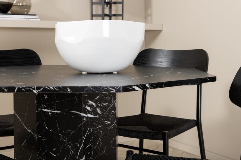 Marbs Matgrupp 110 cm Rund med 4 Polly stolar - Svart - Möbler - Bord & matgrupper - Matgrupper