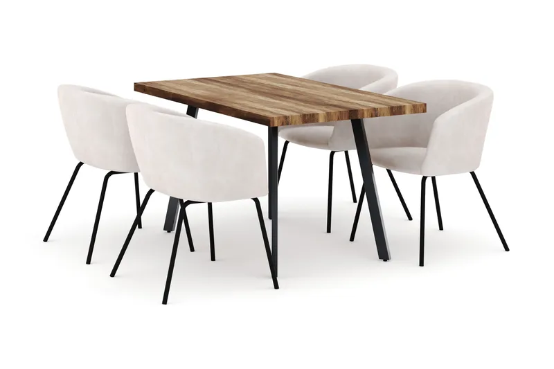 Marcelen Matbord Förlängningsbart med 4 Berit Stolar, Brun