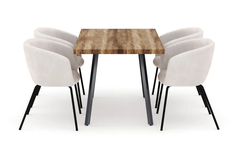 Marcelen Matbord Förlängningsbart med 4 Berit Stolar - Brun - Möbler - Bord & matgrupper - Matgrupper