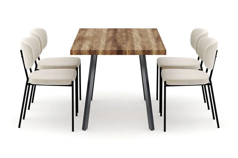 Marcelen Matbord Förlängningsbart med 4 Gemmiano Stolar - Brun - Möbler - Bord & matgrupper - Matgrupper