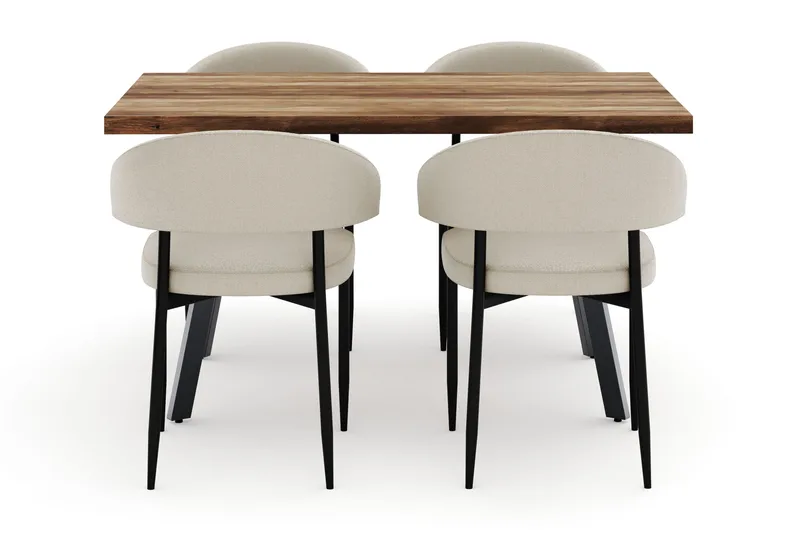 Marcelen Matbord Förlängningsbart med 4 Sawako Stolar - Brun - Möbler - Bord & matgrupper - Matgrupper