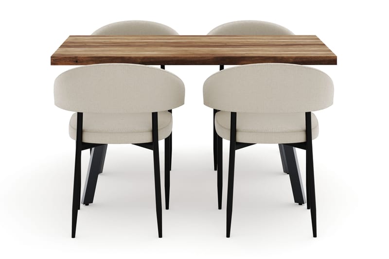 Marcelen Matbord Förlängningsbart med 4 Sawako Stolar - Brun - Möbler - Bord & matgrupper - Matgrupper