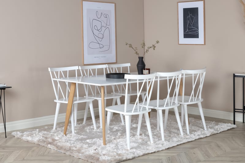 Mariette Matgrupp 180 cm Rektangulär med 6 Mollan Stolar - Natur - Möbler - Bord & matgrupper - Matgrupper