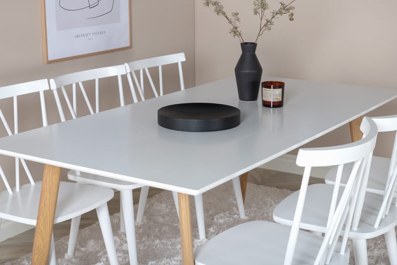 Mariette Matgrupp 180 cm Rektangulär med 6 Mollan Stolar - Natur - Möbler - Bord & matgrupper - Matgrupper