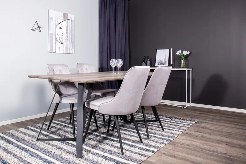 Marina Matbord 180 cm med 4 Velvet Deluxe Sammetstol