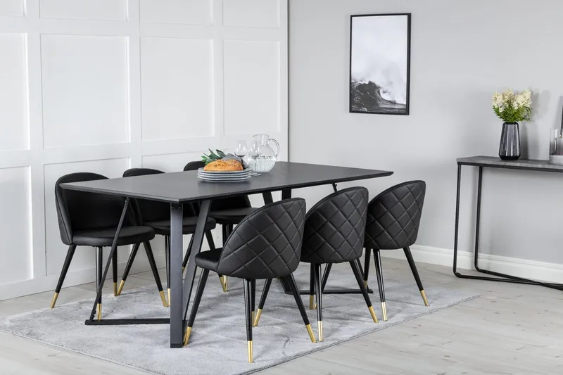 Marina Matbord 180 cm med 6 Velvet Deluxe Matstol