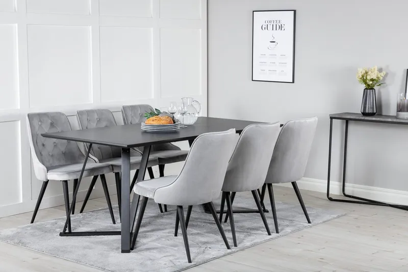 Marina Matbord 180 cm med 6 Velvet Deluxe Sammetstol