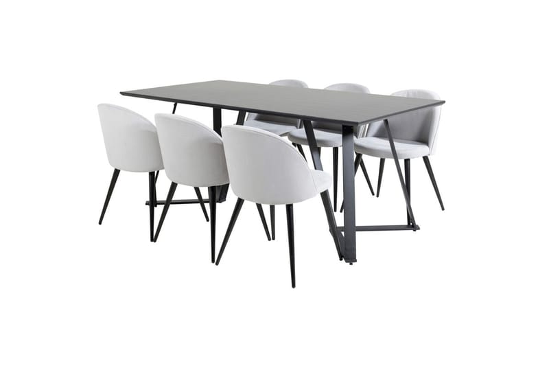Marina Matbord 180 cm med 6 Velvet Matstol Manchester - Möbler - Bord & matgrupper - Matgrupper