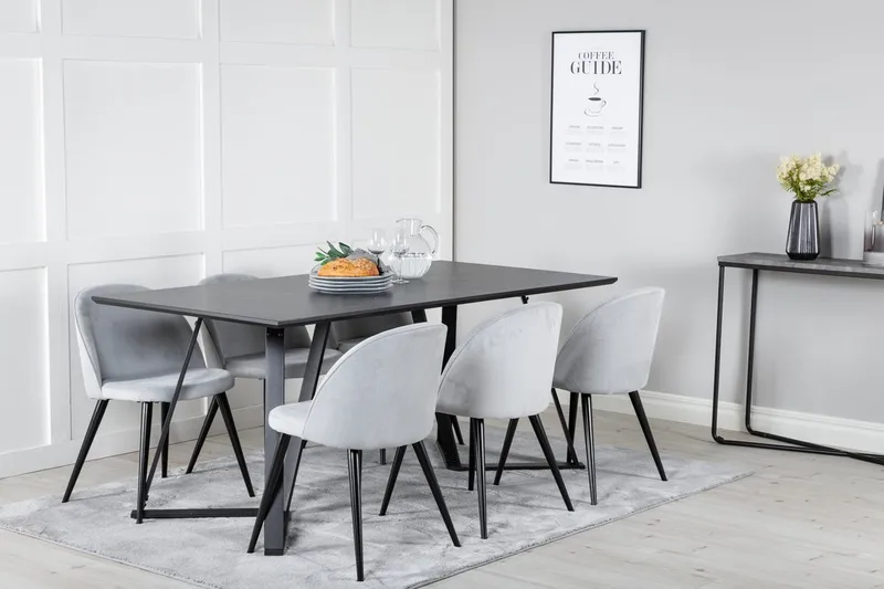 Marina Matbord 180 cm med 6 Velvet Matstol Manchester