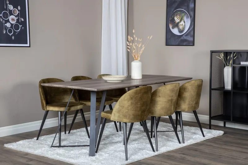 Marina Matbord 180 cm med 6 Velvet Matstol