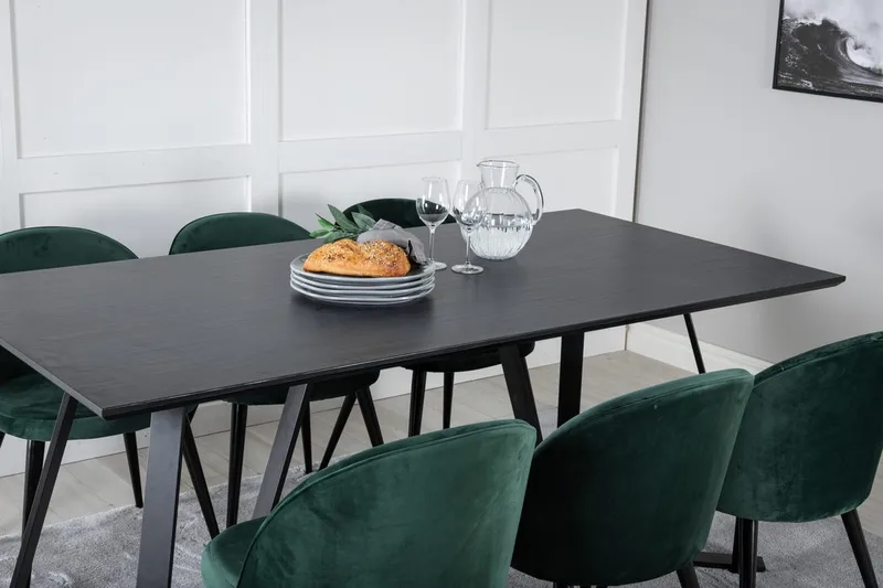 Marina Matbord 180 cm med 6 Velvet Sammetsstol