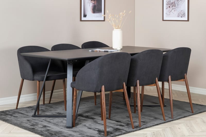 Marina Matgrupp 180 cm Rektangulär med 6 Arch stolar - Svart - Möbler - Bord & matgrupper - Matgrupper