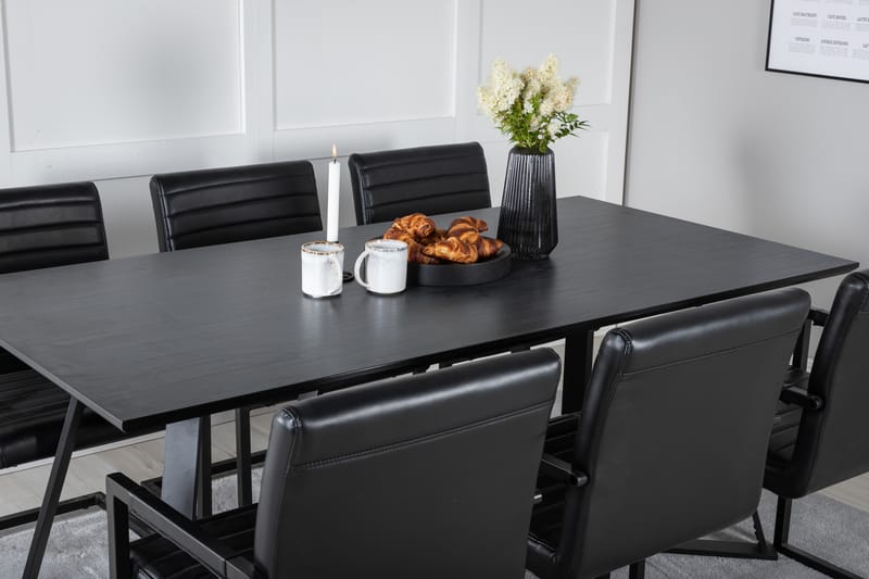 Marina Matgrupp 180 cm Rektangulär med 6 Art Stolar - Svart - Möbler - Bord & matgrupper - Matgrupper