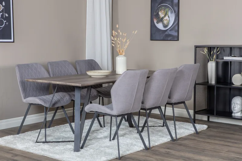 Marina Matgrupp 180 cm Rektangulär med 6 Gemma stolar - Svart - Möbler - Bord & matgrupper - Matgrupper