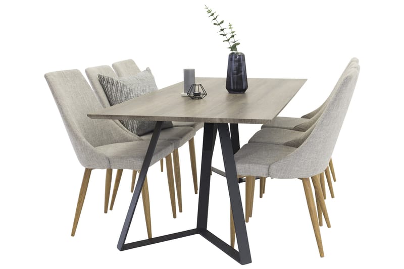 Marina Matgrupp 180 cm Rektangulär med 6 Leone stolar, Svart