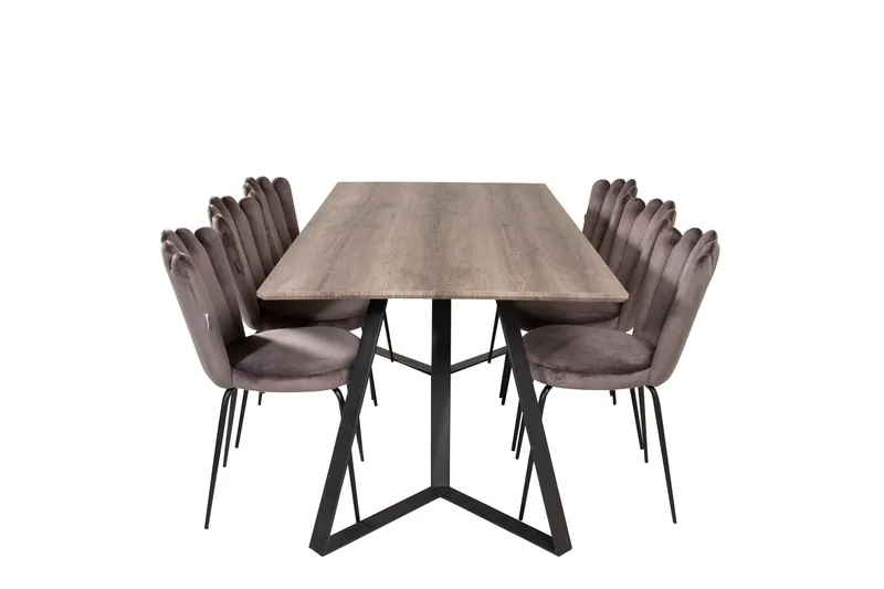 Marina Matgrupp 180 cm Rektangulär med 6 Limhamn stolar, Svart