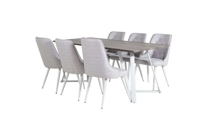 Marina Matgrupp 180 cm Rektangulär med 6 Velvet Deluxe stolar - Ljusgrå - Möbler - Bord & matgrupper - Matgrupper