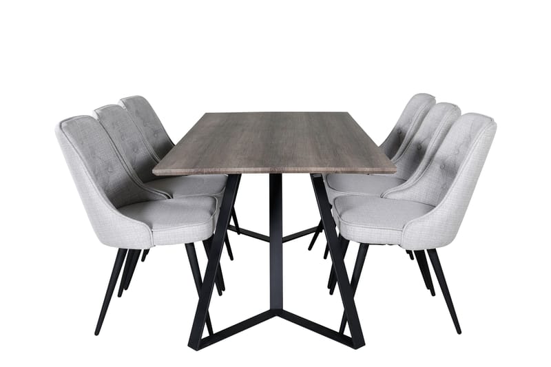 Marina Matgrupp 180 cm Rektangulär med 6 Velvet Deluxe stolar, Svart