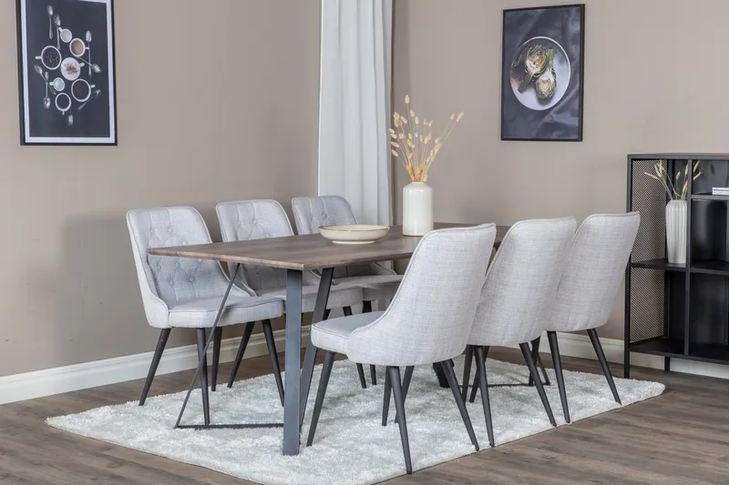 Marina Matgrupp 180 cm Rektangulär med 6 Velvet Deluxe stolar - Svart - Möbler - Bord & matgrupper - Matgrupper