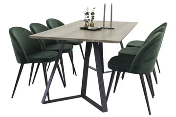 Marina Matgrupp 180 cm Rektangulär med 6 Velvet stolar