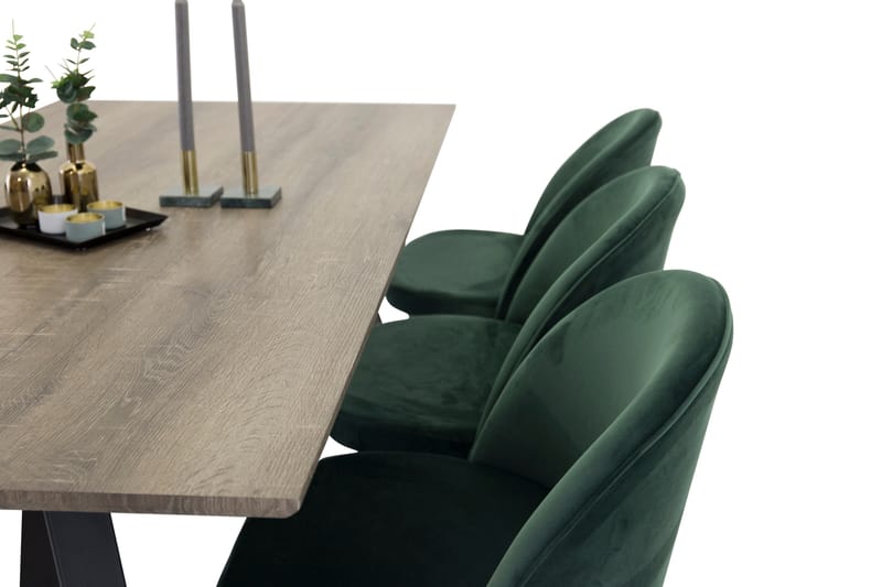 Marina Matgrupp 180 cm Rektangulär med 6 Velvet stolar - Svart - Möbler - Bord & matgrupper - Matgrupper
