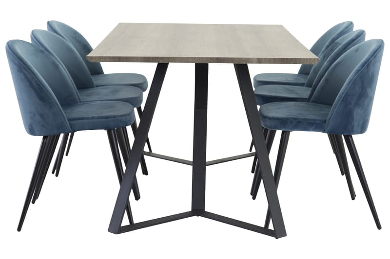 Marina Matgrupp 180 cm Rektangulär med 6 Velvet stolar - Möbler - Bord & matgrupper - Matgrupper