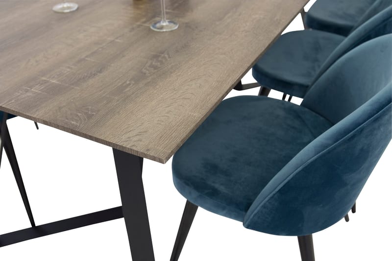 Marina Matgrupp 180 cm Rektangulär med 6 Velvet stolar - Möbler - Bord & matgrupper - Matgrupper